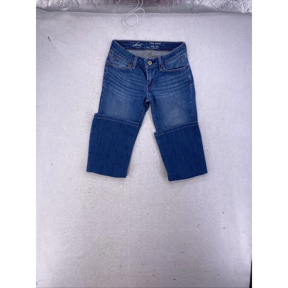 Levi's Demi Curve Flare Jeans Womens Blue Denim Low Rise Stretch 24x27 - Picture 11 of 14
